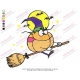 Cartoon Character Pumkin Riding a Broom Embroidery Design